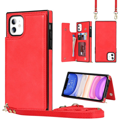 Cross-body Square Double Buckle Flip Card Bag TPU+PU Case with Card Slots & Wallet & Photo & Strap, For iPhone 8 Plus / 7 Plus, For iPhone SE 2022 / SE 2020 / 8 / 7, For iPhone 11, For iPhone 11 Pro, For iPhone 11 Pro Max, For iPhone 12 mini           ...