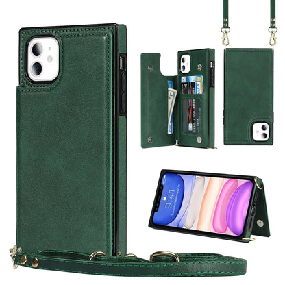 Cross-body Square Double Buckle Flip Card Bag TPU+PU Case with Card Slots & Wallet & Photo & Strap, For iPhone 8 Plus / 7 Plus, For iPhone SE 2022 / SE 2020 / 8 / 7, For iPhone 11, For iPhone 11 Pro, For iPhone 11 Pro Max, For iPhone 12 mini           ...