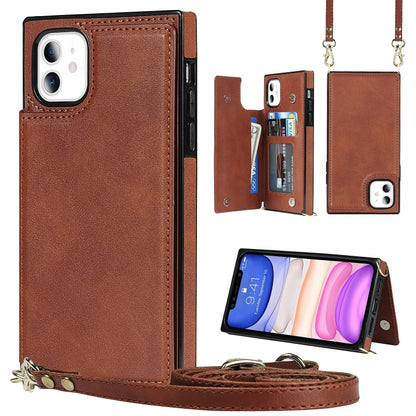 Cross-body Square Double Buckle Flip Card Bag TPU+PU Case with Card Slots & Wallet & Photo & Strap, For iPhone 8 Plus / 7 Plus, For iPhone SE 2022 / SE 2020 / 8 / 7, For iPhone 11, For iPhone 11 Pro, For iPhone 11 Pro Max, For iPhone 12 mini           ...