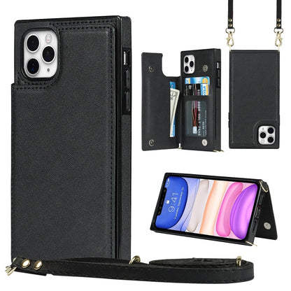 Cross-body Square Double Buckle Flip Card Bag TPU+PU Case with Card Slots & Wallet & Photo & Strap, For iPhone 8 Plus / 7 Plus, For iPhone SE 2022 / SE 2020 / 8 / 7, For iPhone 11, For iPhone 11 Pro, For iPhone 11 Pro Max, For iPhone 12 mini           ...