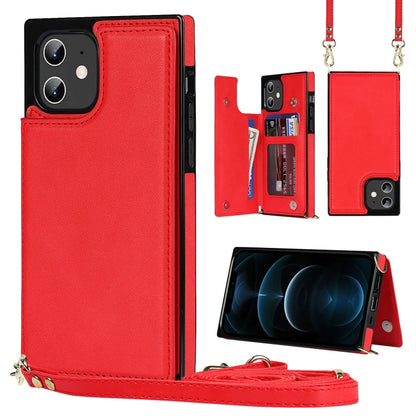 Cross-body Square Double Buckle Flip Card Bag TPU+PU Case with Card Slots & Wallet & Photo & Strap, For iPhone 8 Plus / 7 Plus, For iPhone SE 2022 / SE 2020 / 8 / 7, For iPhone 11, For iPhone 11 Pro, For iPhone 11 Pro Max, For iPhone 12 mini           ...