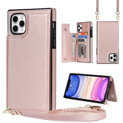 Cross-body Square Double Buckle Flip Card Bag TPU+PU Case with Card Slots & Wallet & Photo & Strap, For iPhone 8 Plus / 7 Plus, For iPhone SE 2022 / SE 2020 / 8 / 7, For iPhone 11, For iPhone 11 Pro, For iPhone 11 Pro Max, For iPhone 12 mini           ...