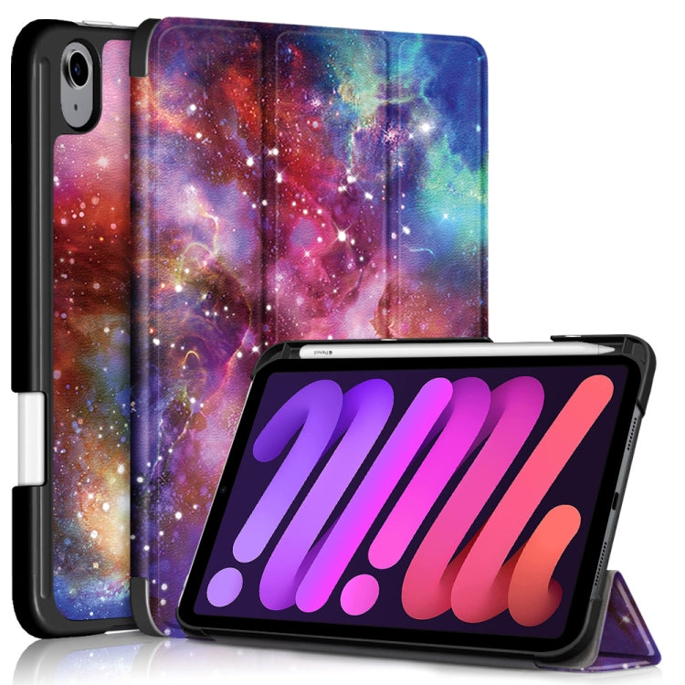 Painted Pattern TPU Horizontal Flip Leather Case with Three-folding Holder & Pen Slot & Sleep / Wake-up Function, For iPad mini 2024 / mini 6