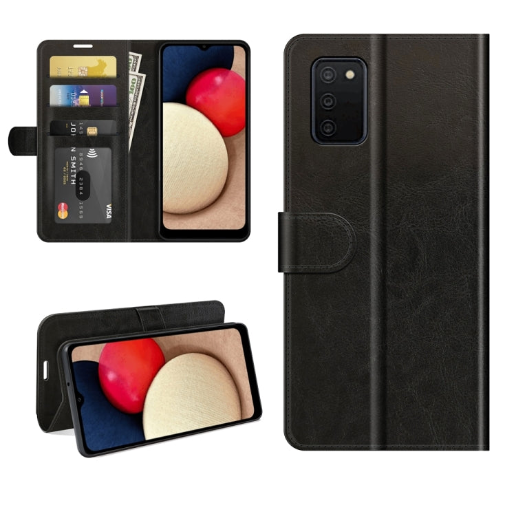R64 Texture Single Horizontal Flip Protective Case with Holder & Card Slots & Wallet& Photo Frame, For Samsung Galaxy A03s 166mm