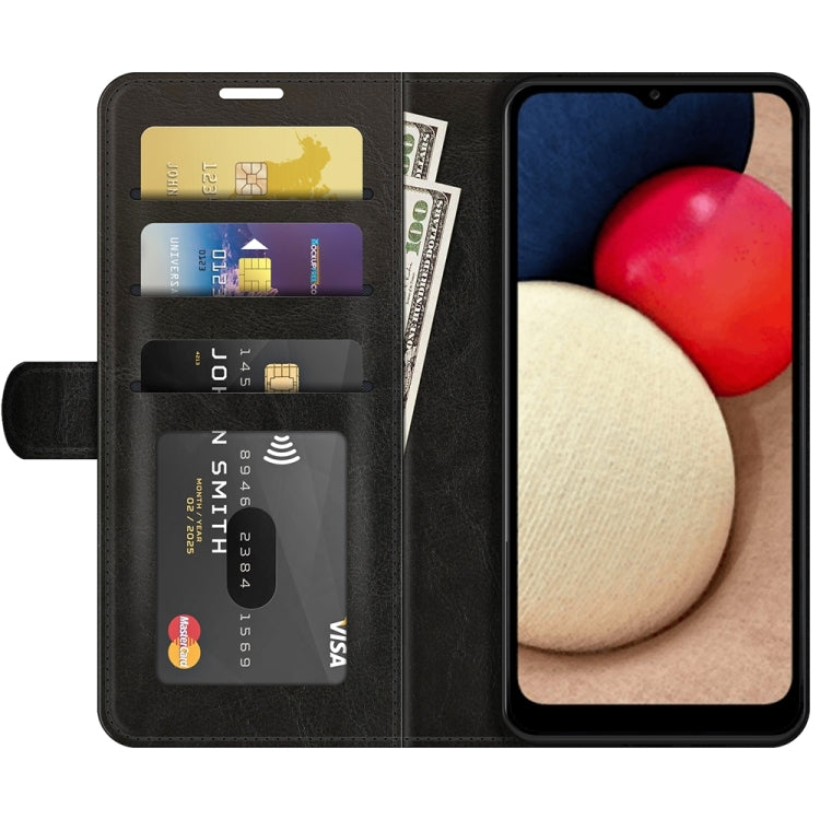R64 Texture Single Horizontal Flip Protective Case with Holder & Card Slots & Wallet& Photo Frame, For Samsung Galaxy A03s 166mm