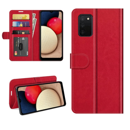 R64 Texture Single Horizontal Flip Protective Case with Holder & Card Slots & Wallet& Photo Frame, For Samsung Galaxy A03s 166mm