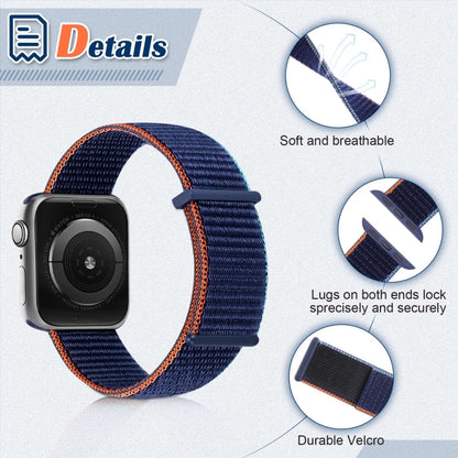 Hook and Loop Fastener Dual Section Replacement Watchband For Apple Watch Series, 7 41mm / 6&SE&5&4 40mm / 3&2&1 38mm, 7 45mm / 6&SE&5&4 44mm / 3&2&1 42mm