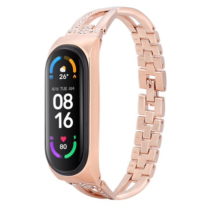X-shaped Diamond Alloy Replacement Strap Watchband, For Xiaomi Mi Band 6 / 5, For Xiaomi Mi Band 4 / 3