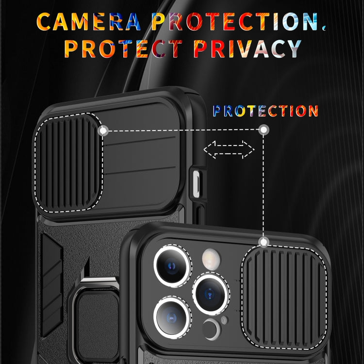 Sliding Camera Cover Design TPU + PC Shockproof Case with Ring Holder, For iPhone 13 mini, For iPhone 13, For iPhone 13 Pro, For iPhone 13 Pro Max