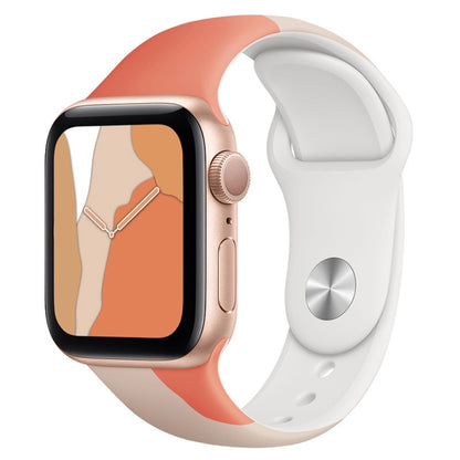 Morandi Series Contrast Color Silicone Replacement Watchband For Apple Watch Series, 7 41mm / 6&SE&5&4 40mm / 3&2&1 38mm, 7 45mm / 6&SE&5&4 44mm / 3&2&1 42mm