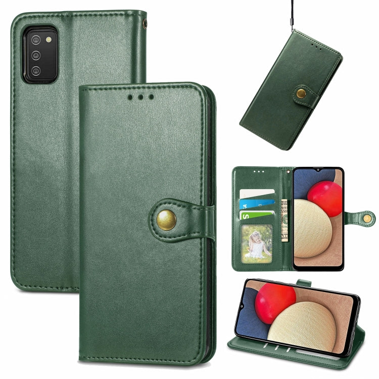 Solid Color Leather Buckle Phone Case with Lanyard & Photo Frame & Card Slot & Wallet & Stand Function, For Samsung Galaxy A03s 166mm