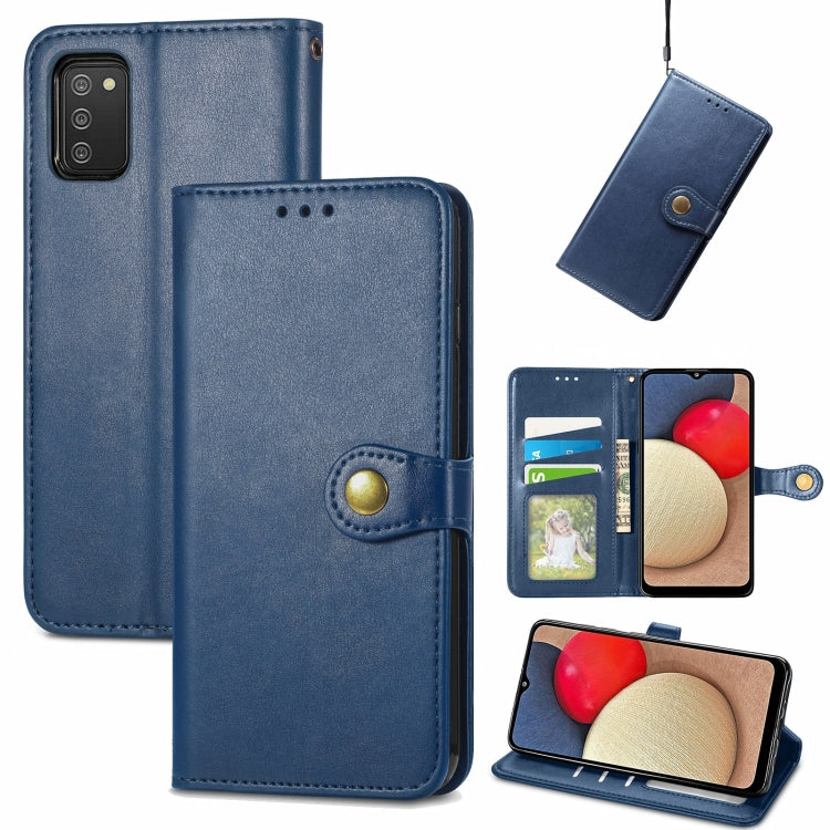 Solid Color Leather Buckle Phone Case with Lanyard & Photo Frame & Card Slot & Wallet & Stand Function, For Samsung Galaxy A03s 166mm