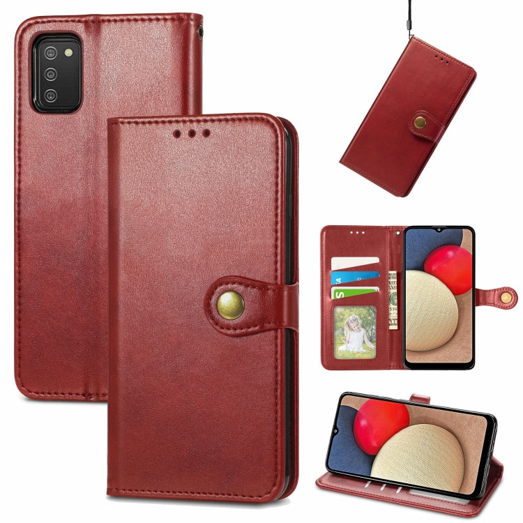 Solid Color Leather Buckle Phone Case with Lanyard & Photo Frame & Card Slot & Wallet & Stand Function, For Samsung Galaxy A03s 166mm