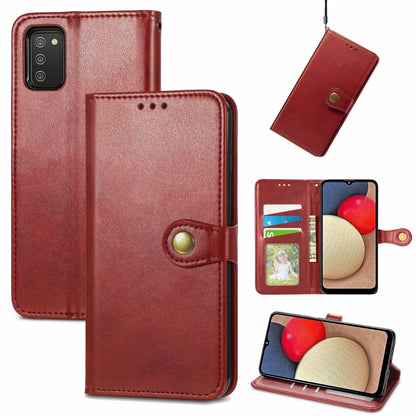 Solid Color Leather Buckle Phone Case with Lanyard & Photo Frame & Card Slot & Wallet & Stand Function, For Samsung Galaxy A03s 166mm