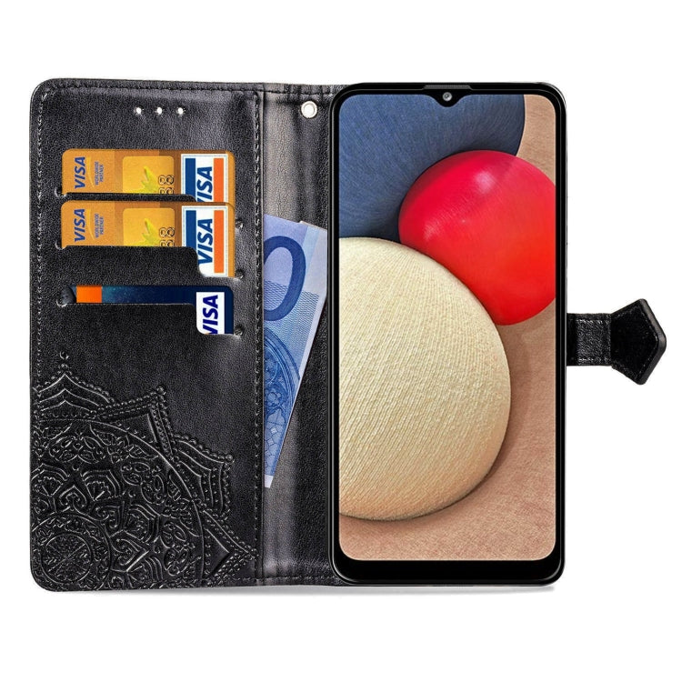 Mandala Flower Embossed Horizontal Flip Leather Case with Holder & Three Card Slots & Wallet & Lanyard, For Samsung Galaxy A03s 166mm