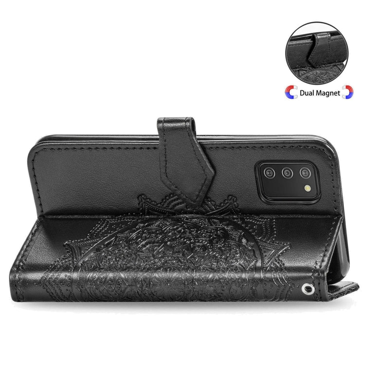 Mandala Flower Embossed Horizontal Flip Leather Case with Holder & Three Card Slots & Wallet & Lanyard, For Samsung Galaxy A03s 166mm