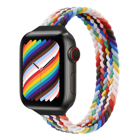 Small Waist Single Loop Nylon Braid Replacement Watchband For Apple Watch Series 7 41mm / 6&SE&5&4 40mm / 3&2&1 38mm, S 135mm, M 145mm, L 155mm