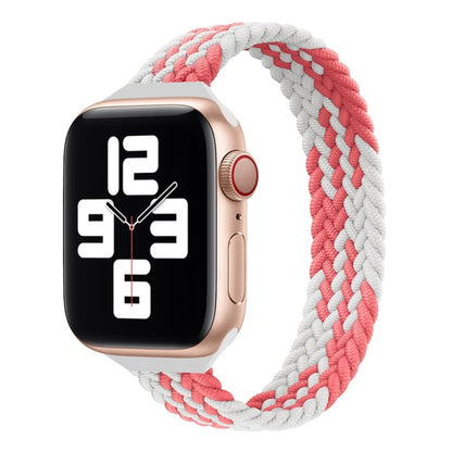 Small Waist Single Loop Nylon Braid Replacement Watchband For Apple Watch Series 7 41mm / 6&SE&5&4 40mm / 3&2&1 38mm, S 135mm, M 145mm, L 155mm