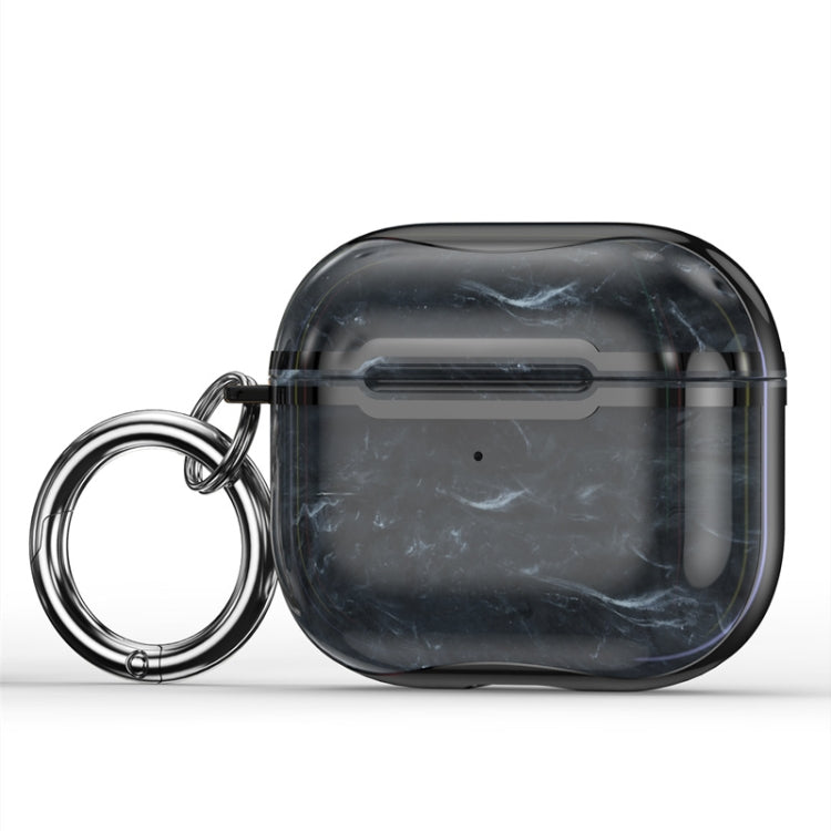 Marble Texture Electroplating Frame Earphone Protective Case with Hook, For AirPods 3
