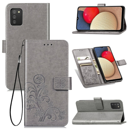 Four-leaf Clasp Embossed Leather Case with Lanyard & Card Slot & Wallet & Holder, For Samsung Galaxy A03s 166mm