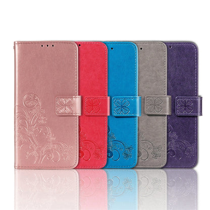 Four-leaf Clasp Embossed Leather Case with Lanyard & Card Slot & Wallet & Holder, For Samsung Galaxy A03s 166mm