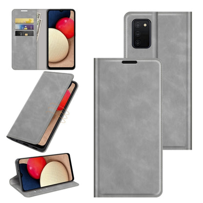 Retro-skin Magnetic Suction Leather Case with Holder & Card Slots & Wallet, For Galaxy A03s 166mm