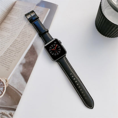 Sewing Leather Replacement Strap Watchband For Apple Watch Series, 7 41mm / 6&SE&5&4 40mm / 3&2&1 38mm, 7 45mm / 6&SE&5&4 44mm / 3&2&1 42mm