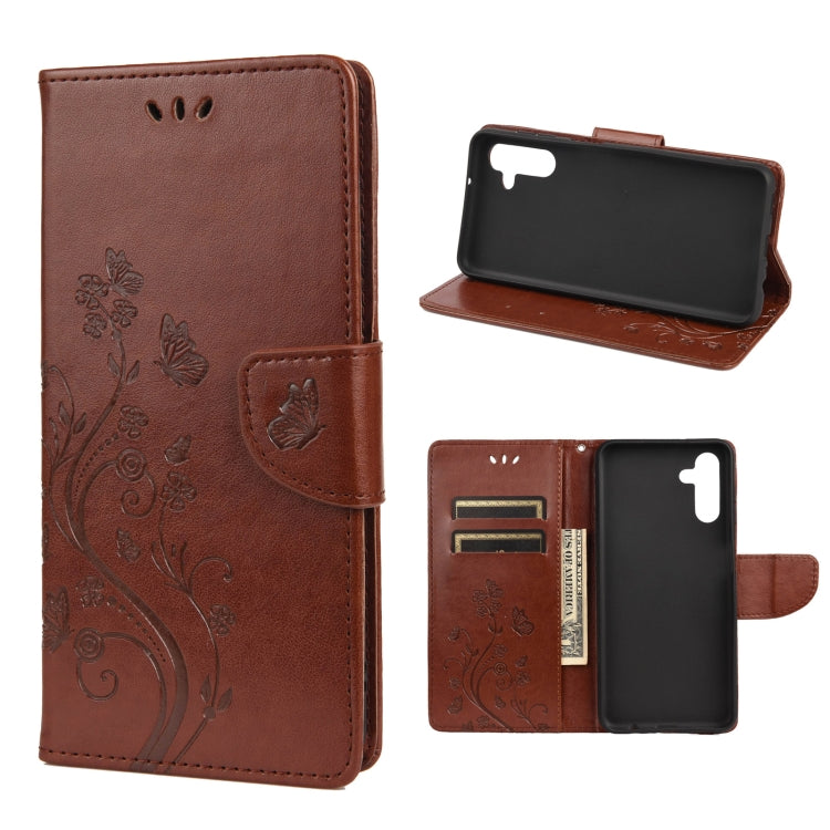 Butterfly Flower Pattern Horizontal Flip Leather Phone Case with Card Slot & Holder, For Samsung Galaxy A13 5G