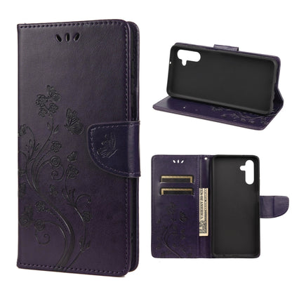 Butterfly Flower Pattern Horizontal Flip Leather Phone Case with Card Slot & Holder, For Samsung Galaxy A13 5G