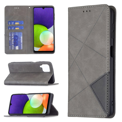 Rhombus Texture Horizontal Flip Magnetic Leather Phone Case with Holder & Card Slots, For Samsung Galaxy A22 4G