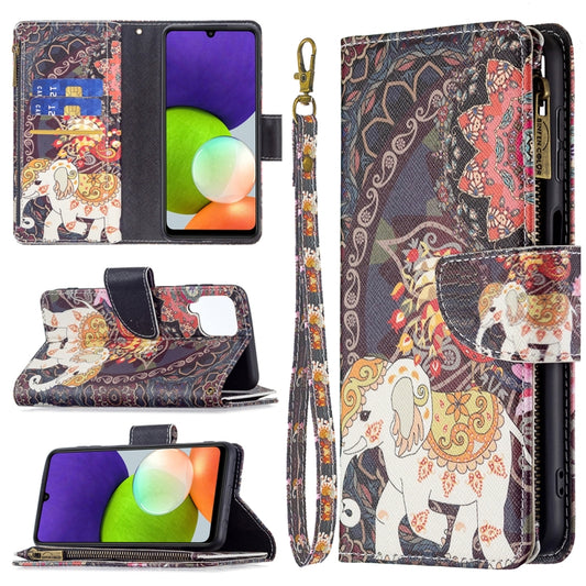 Colored Drawing Pattern Zipper Horizontal Flip Leather Phone Case with Holder & Card Slots & Wallet, For Samsung Galaxy A22 4G