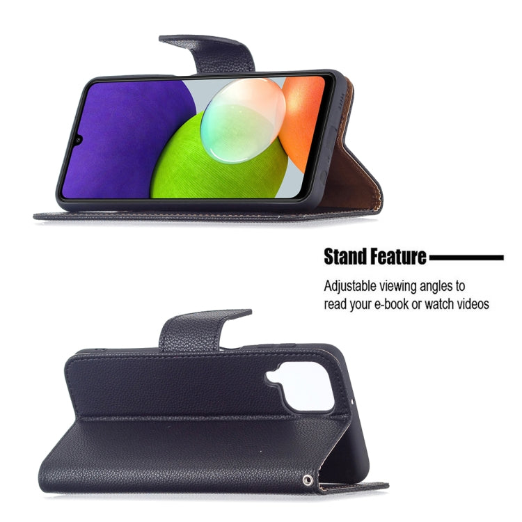 Litchi Texture Pure Color Horizontal Flip Leather Phone Case with Holder & Card Slots & Wallet & Lanyard, For Samsung Galaxy A22 4G