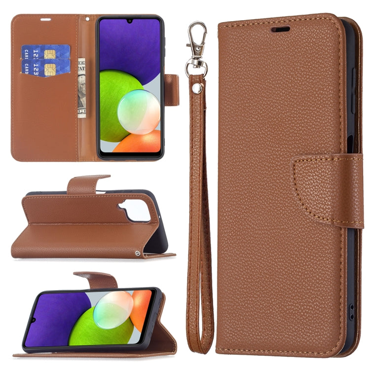 Litchi Texture Pure Color Horizontal Flip Leather Phone Case with Holder & Card Slots & Wallet & Lanyard, For Samsung Galaxy A22 4G