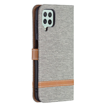 Color Matching Denim Texture Horizontal Flip Leather Phone Case with Holder & Card Slots & Wallet & Lanyard, For Samsung Galaxy A22 4G