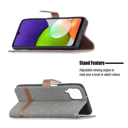 Color Matching Denim Texture Horizontal Flip Leather Phone Case with Holder & Card Slots & Wallet & Lanyard, For Samsung Galaxy A22 4G