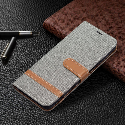 Color Matching Denim Texture Horizontal Flip Leather Phone Case with Holder & Card Slots & Wallet & Lanyard, For Samsung Galaxy A22 4G