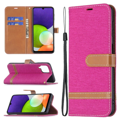 Color Matching Denim Texture Horizontal Flip Leather Phone Case with Holder & Card Slots & Wallet & Lanyard, For Samsung Galaxy A22 4G