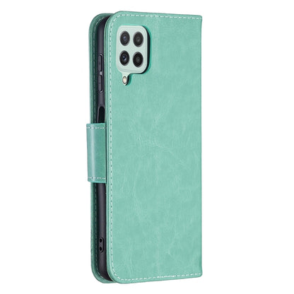 Embossing Two Butterflies Pattern Horizontal Flip Leather Phone Case with Holder & Card Slot & Wallet & Lanyard, For Samsung Galaxy A22 4G