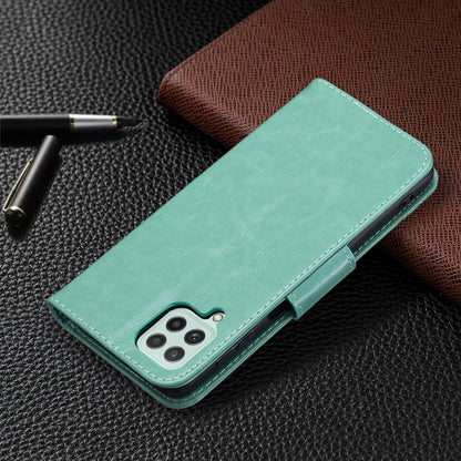 Embossing Two Butterflies Pattern Horizontal Flip Leather Phone Case with Holder & Card Slot & Wallet & Lanyard, For Samsung Galaxy A22 4G
