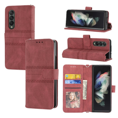 Embossed Striped Magnetic Buckle PU + TPU Horizontal Flip Phone Leather Case, For Samsung Galaxy Z Fold3 5G, For Samsung Galaxy Z Fold2 5G, For Samaung Galaxy S22 5G, For Samaung Galaxy S22+ 5G