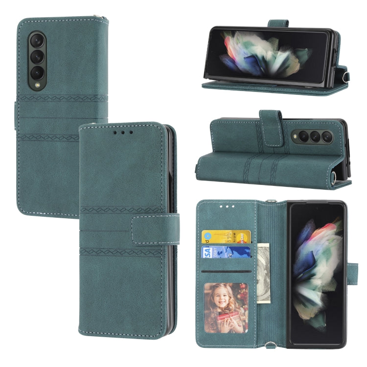 Embossed Striped Magnetic Buckle PU + TPU Horizontal Flip Phone Leather Case, For Samsung Galaxy Z Fold3 5G, For Samsung Galaxy Z Fold2 5G, For Samaung Galaxy S22 5G, For Samaung Galaxy S22+ 5G