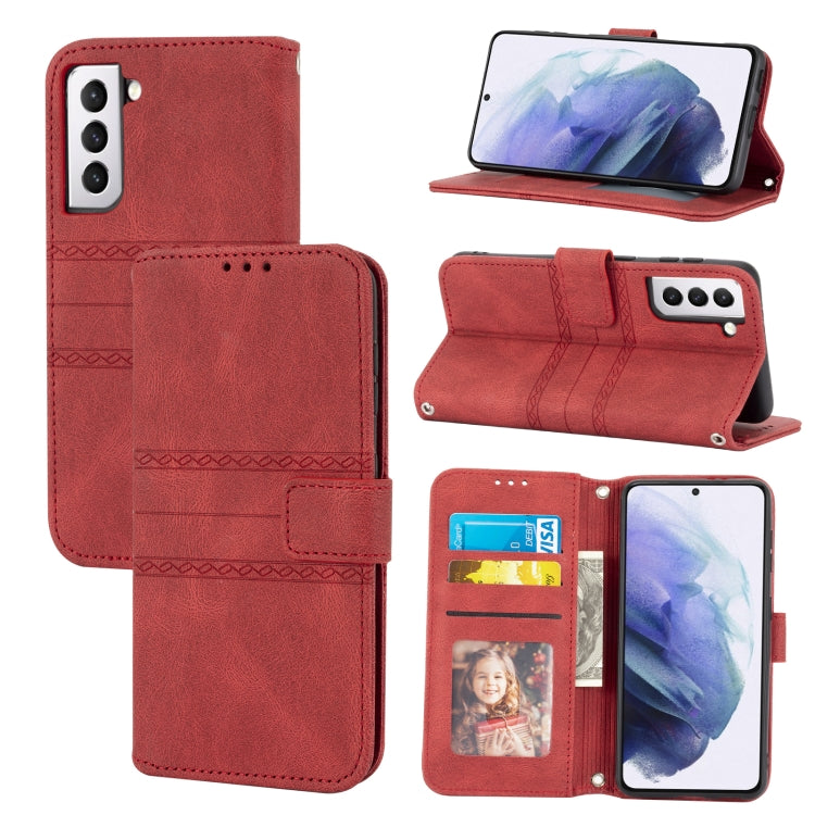 Embossed Striped Magnetic Buckle PU + TPU Horizontal Flip Phone Leather Case, For Samsung Galaxy Z Fold3 5G, For Samsung Galaxy Z Fold2 5G, For Samaung Galaxy S22 5G, For Samaung Galaxy S22+ 5G