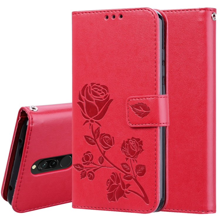 Rose Embossed Horizontal Flip PU Leather Case for Galaxy A10, with Holder & Card Slots & Wallet, For Xiaomi Redmi 8, For Xiaomi Redmi Note 8, For Xiaomi Redmi Note 8 Pro, For Galaxy A10s, For Galaxy A20s