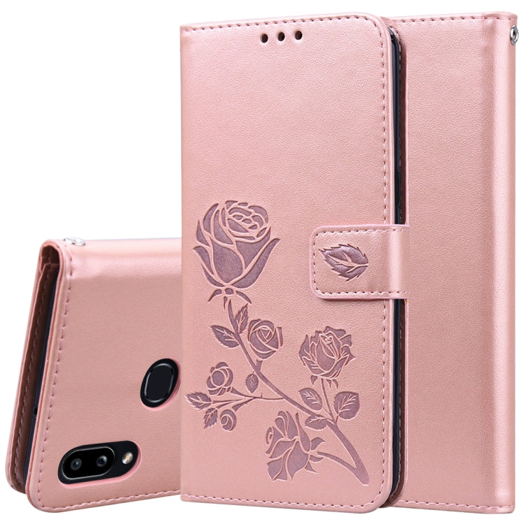 Rose Embossed Horizontal Flip PU Leather Case for Galaxy A10, with Holder & Card Slots & Wallet, For Xiaomi Redmi 8, For Xiaomi Redmi Note 8, For Xiaomi Redmi Note 8 Pro, For Galaxy A10s, For Galaxy A20s