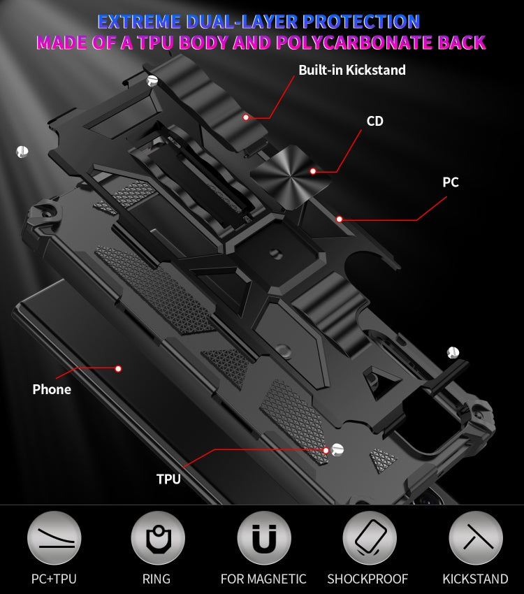 Armor Shockproof TPU + PC Magnetic Protective Phone Case with Holder, For Samsung Galaxy S22 Ultra 5G, For Motorola Edge (2021)