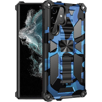 Camouflage Armor Shockproof TPU + PC Magnetic Protective Phone Case with Holder, For Samsung Galaxy S22 Ultra 5G, For Motorola Edge (2021)