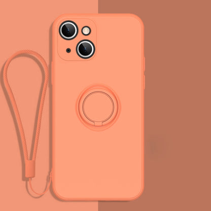 All-inclusive Liquid Silicone Phone Protective Case with Ring Holder & Lanyard, For iPhone 13 mini, For iPhone 13, For iPhone 13 Pro