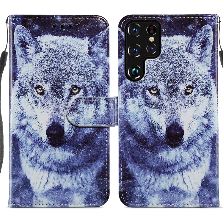 Painted Pattern Horizontal Flip Phone Leather Case with Holder & Card Slots & Photo Frame, For Samsung Galaxy S22 5G, For Samsung Galaxy S22+ 5G, For Samaung Galaxy S22 Ultra 5G