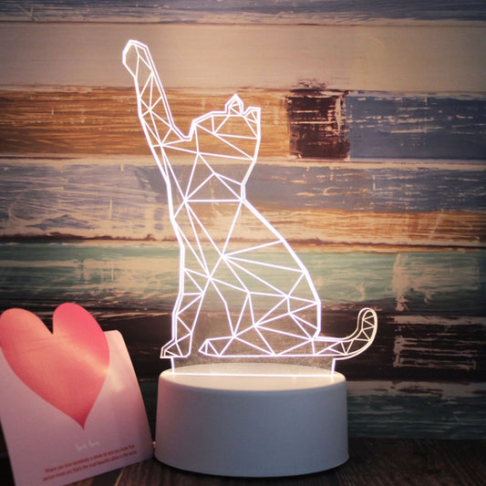 White Base Creative 3D Tricolor LED Decorative Night Light, Button USB Version, Cat, Iorn Tower, I Love You, Jellyfish, Love Balloon Bear, Castle in the Sky, Have You All the Way, Love Bear, Deer, Geometric Horse, Castle, Pig, Heart, Love Balloon      ...