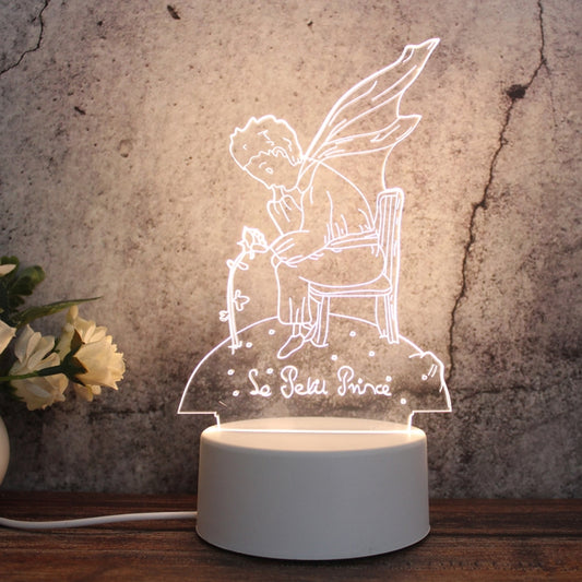 White Base Creative 3D Tricolor LED Decorative Night Light, Button Plug Version, Cat, Iorn Tower, I Love You, Plain Sailing, Owl, Jellyfish, Love Balloon Bear, Castle in the Sky, Have You All the Way, Love Bear, Deer, Geometric Horse, Castle, Heart    ...